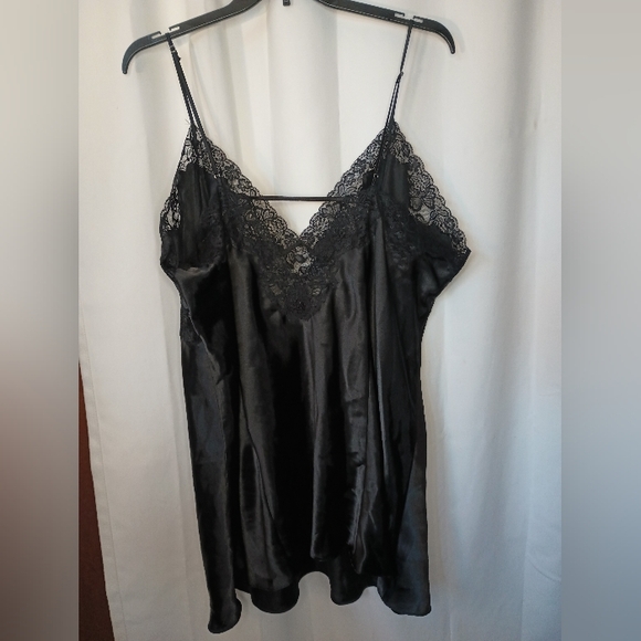Fredericks Of Hollywood Lace Babydoll Satin Mini Slip Dress 3X Black Gothic Y2K - Picture 3 of 7